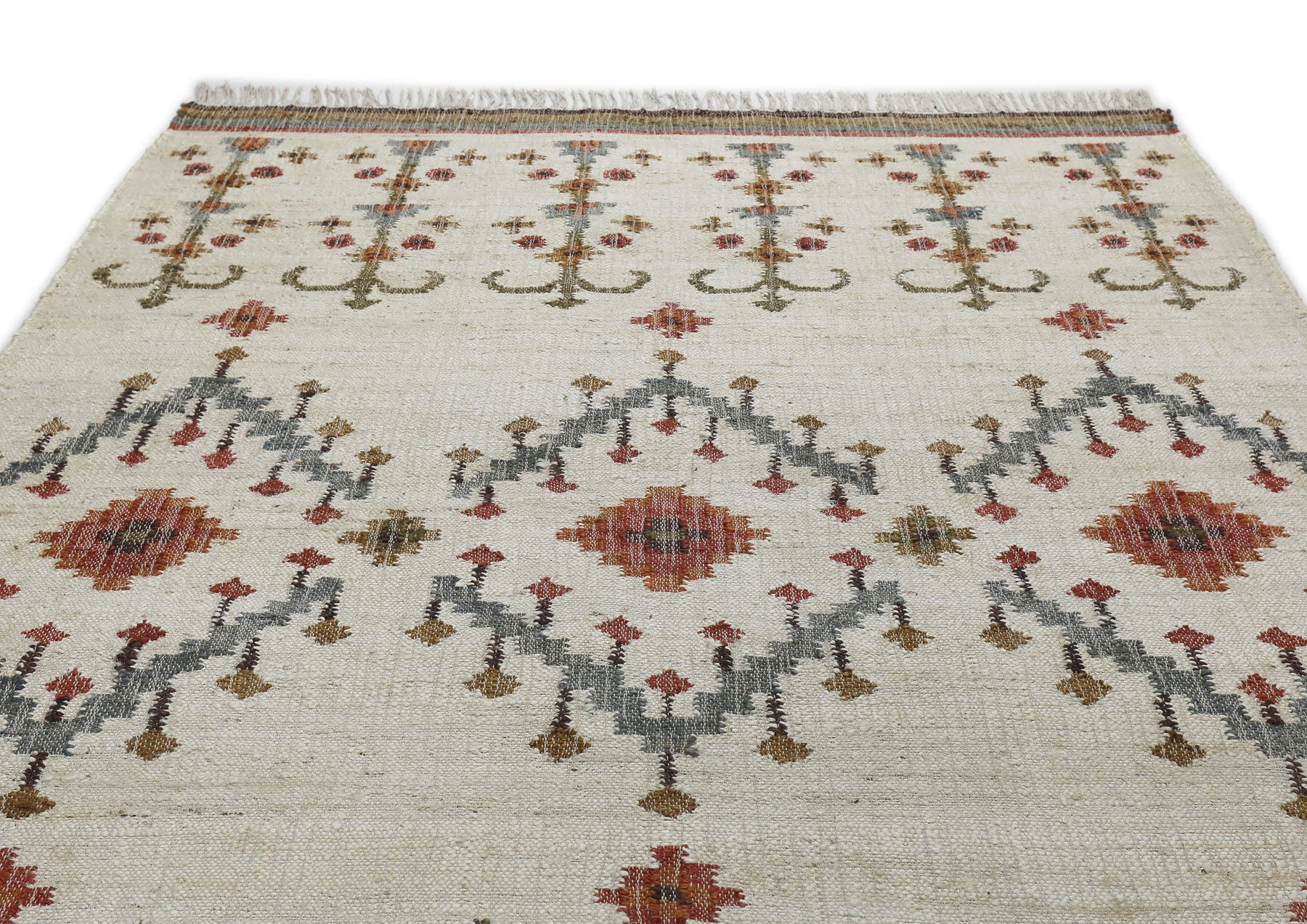 Multi Size Beige Rust Brown Color Hand Woven Kilim Jute Southwestern Oriental Rug