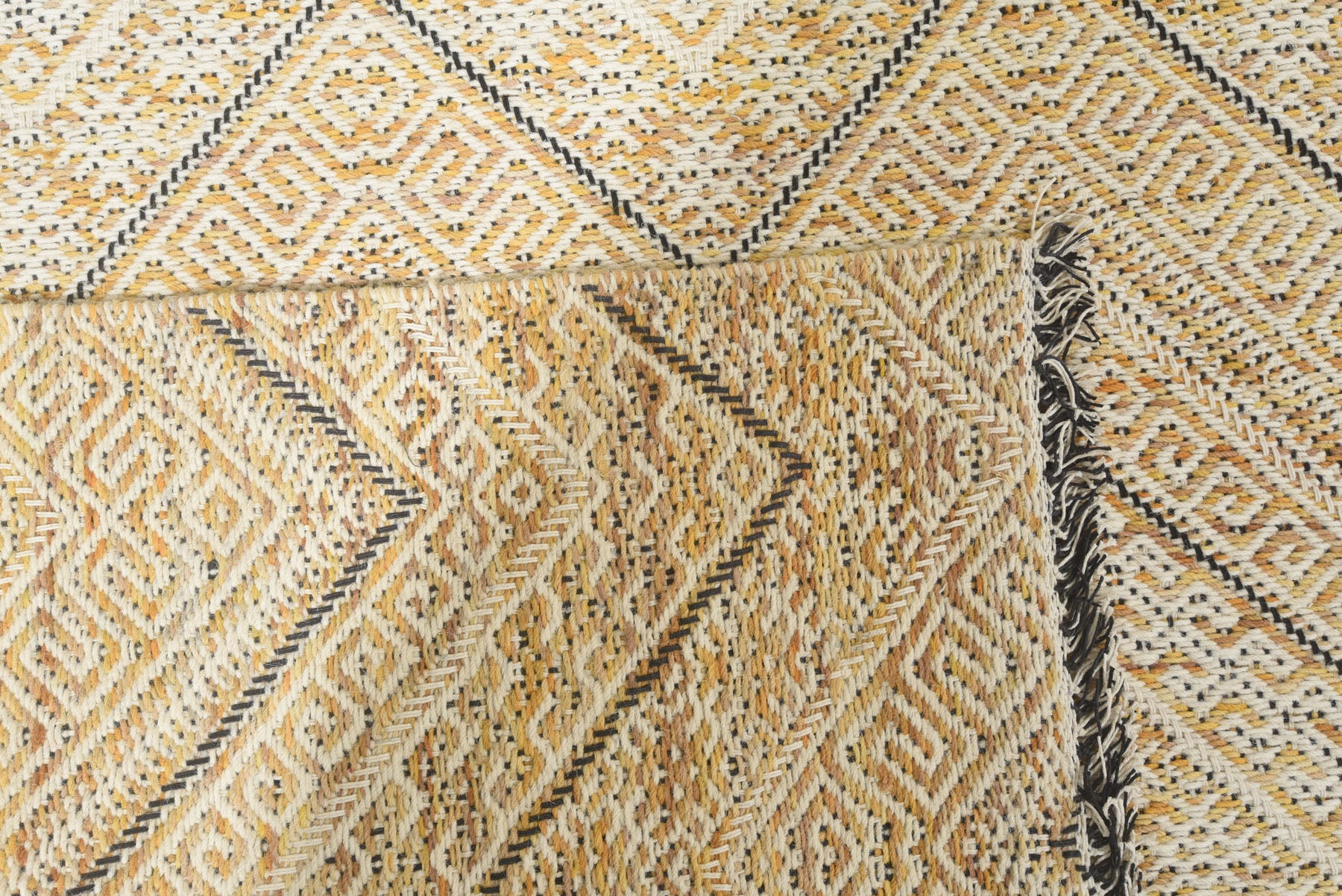 Multi Size Mustard yellow Ivory Beige Color Hand Woven  Wool Modern & Contemporary Oriental Rug