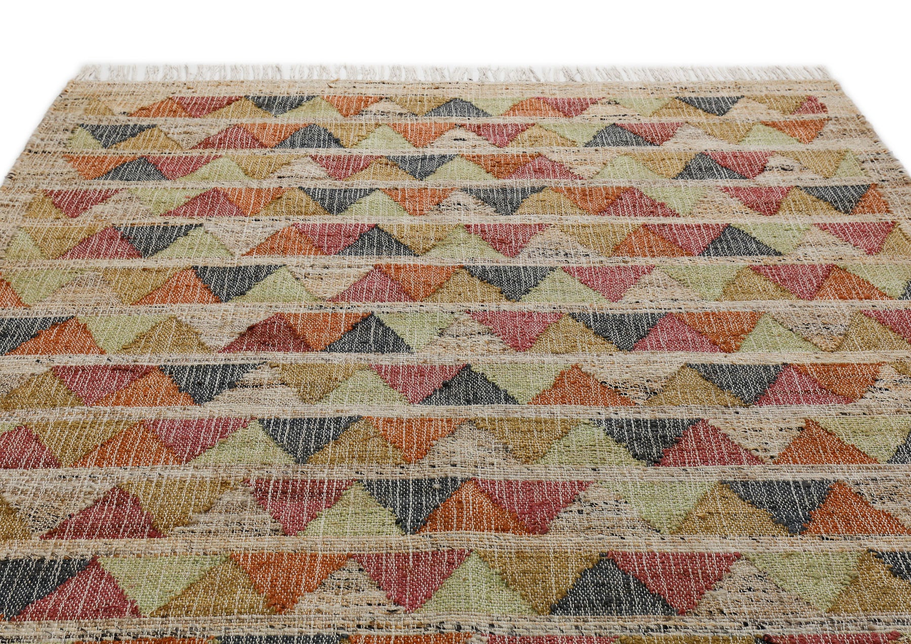 Multi Size Beige coral Gold Color Hand Woven Kilim Jute Southwestern Oriental Rug