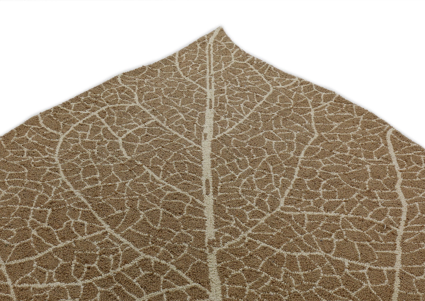 5x6 Brown, Ivory, Color Hand Hooked Leaf Jute loop Contemporary Oriental Rug