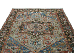 10x14 Gray, Green, Blue Color Hand Knotted Oushak Wool  Oriental Rug
