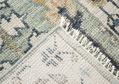 Runner Gray, Beige, Blue Color Hand Knotted Oushak Wool Transitional Oriental Rug