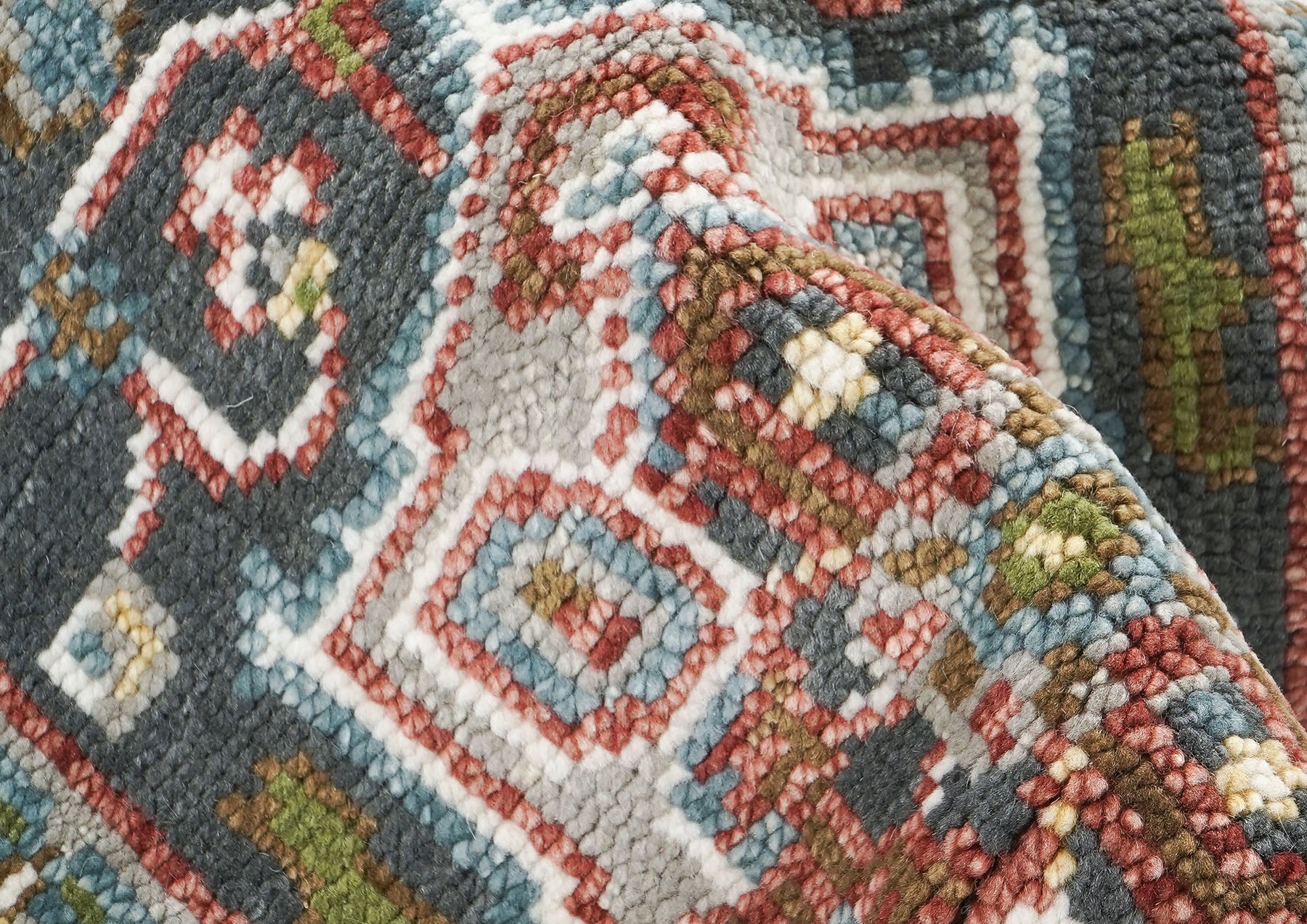 Runner Gray, Slate, Ivory Color Hand Knotted Oushak Wool Transitional Oriental Rug