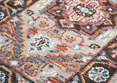 Runner Gray, Rust, Ivory Color Hand Knotted Oushak Wool Traditional Oriental Rug