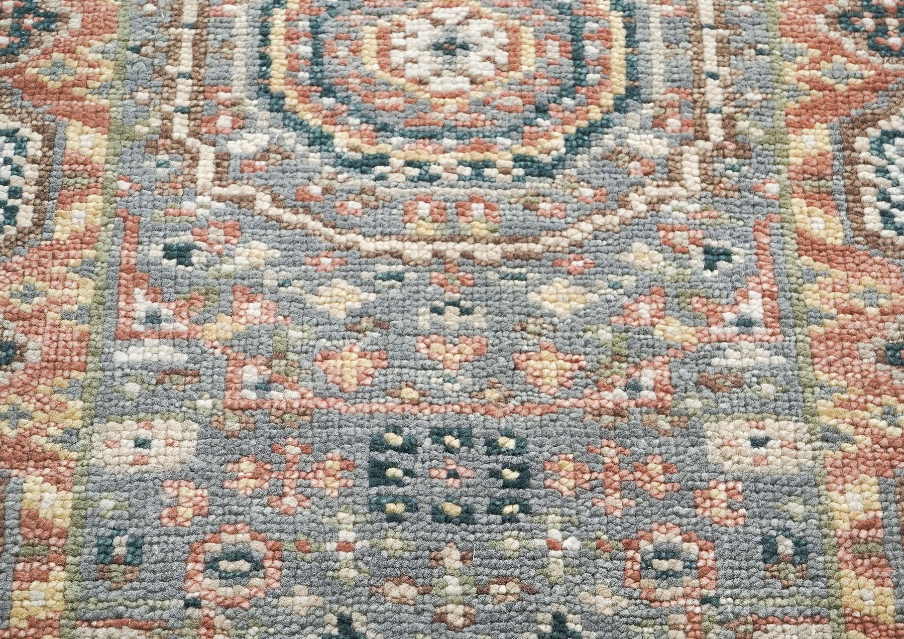 Runner Gray, Blush, Tan Color Hand Knotted Oushak Wool Traditional Oriental Rug