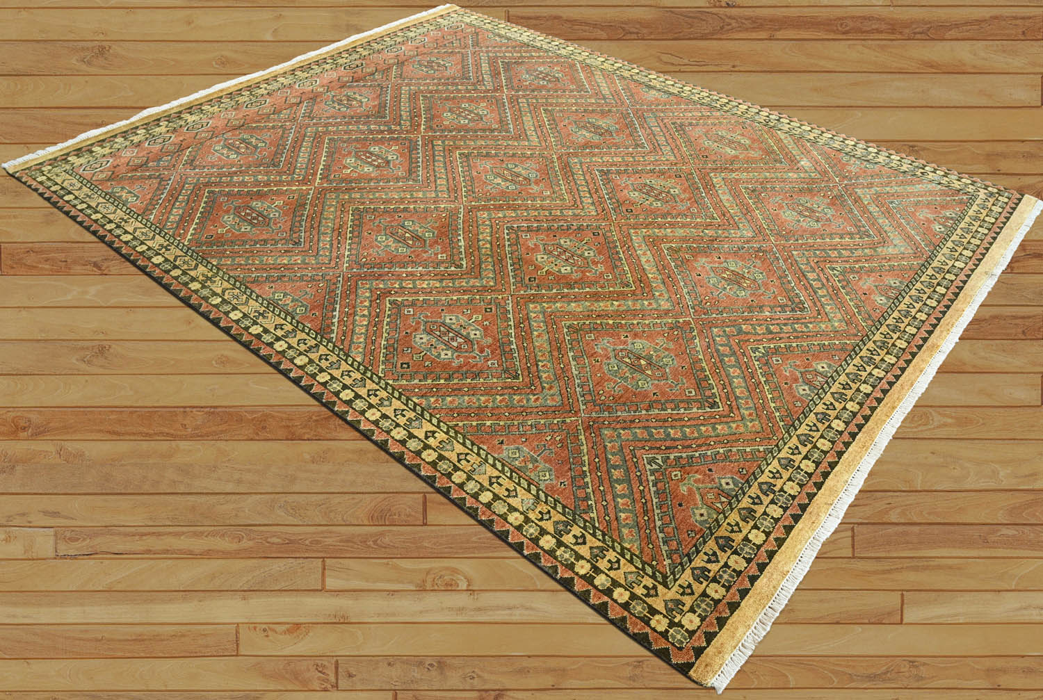 Feyzullah LoomBloom Hand Knotted Coral Oushak Wool Rug in Multi Sizes