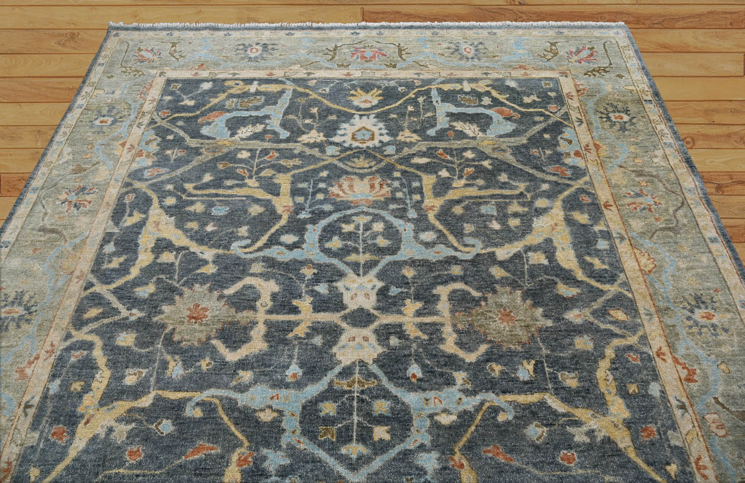 Starling LoomBloom Hand Knotted Traditional Oushak Wool Oriental Area Rug in Blue Multi Sizes