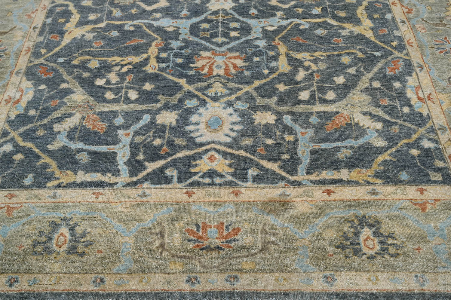 Starling LoomBloom Hand Knotted Traditional Oushak Wool Oriental Area Rug in Blue Multi Sizes