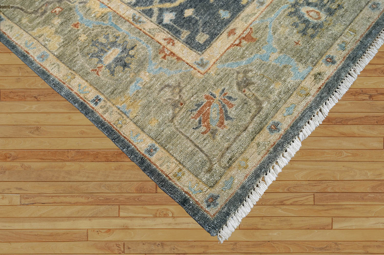 Starling LoomBloom Hand Knotted Traditional Oushak Wool Oriental Area Rug in Blue Multi Sizes