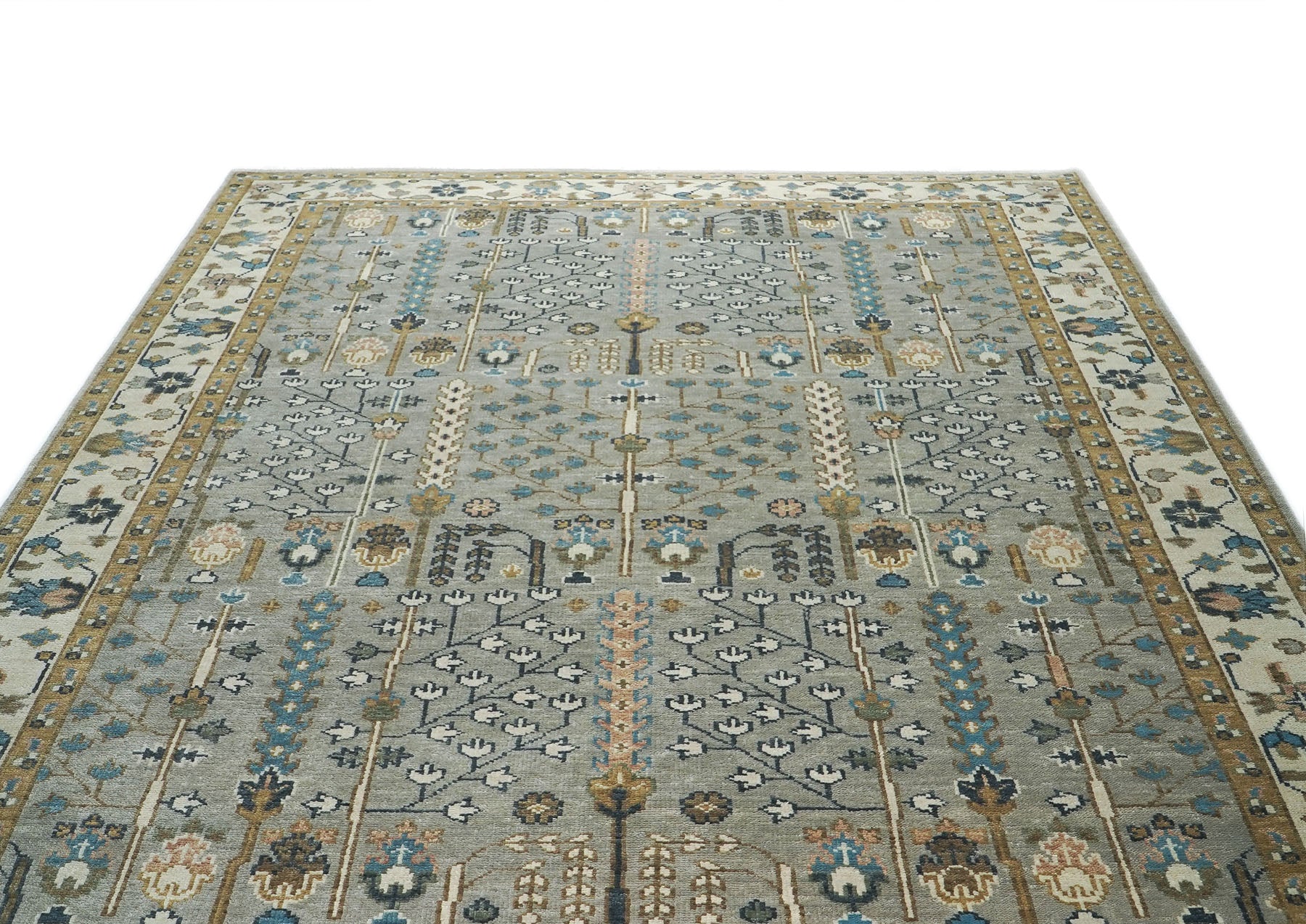 10x14 Taupe, Gray, Beige Color Hand Knotted Oushak Wool Transitional Oriental Rug