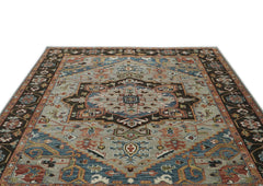 10x14 Gray, Green, Rust Color Hand Knotted Oushak Wool  Oriental Rug