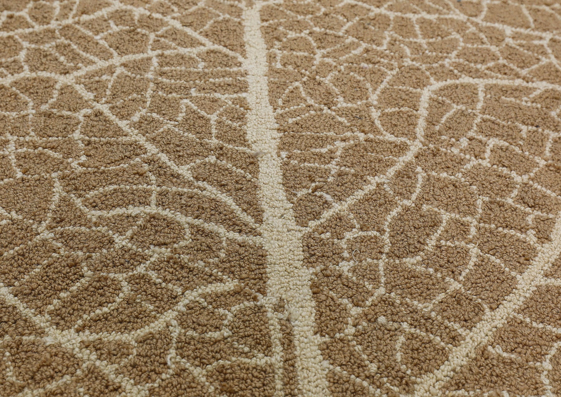 5x6 Brown, Ivory, Color Hand Hooked Leaf Jute loop Contemporary Oriental Rug