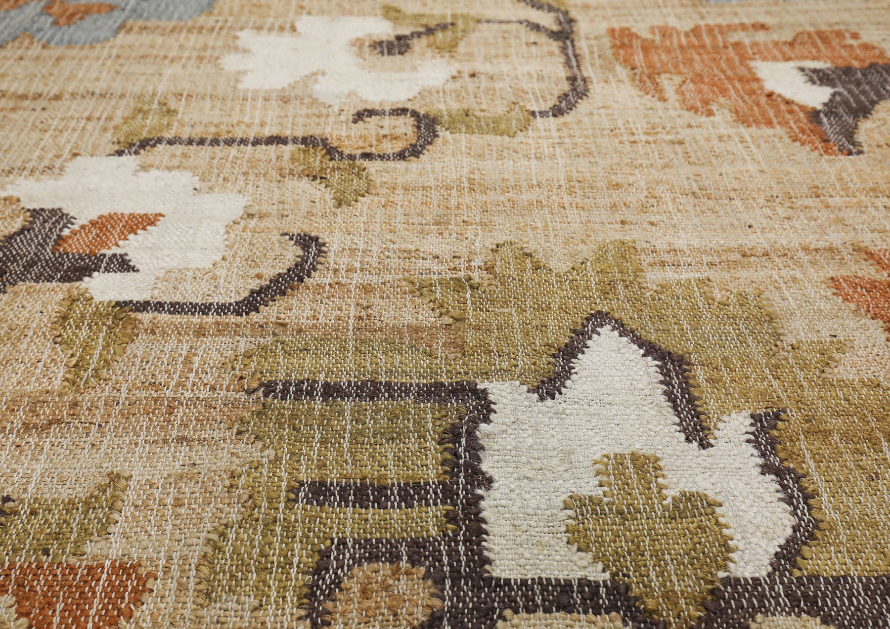 Multi Size Tan Brown Sage Color Hand Woven Kilim Jute Traditional Oriental Rug
