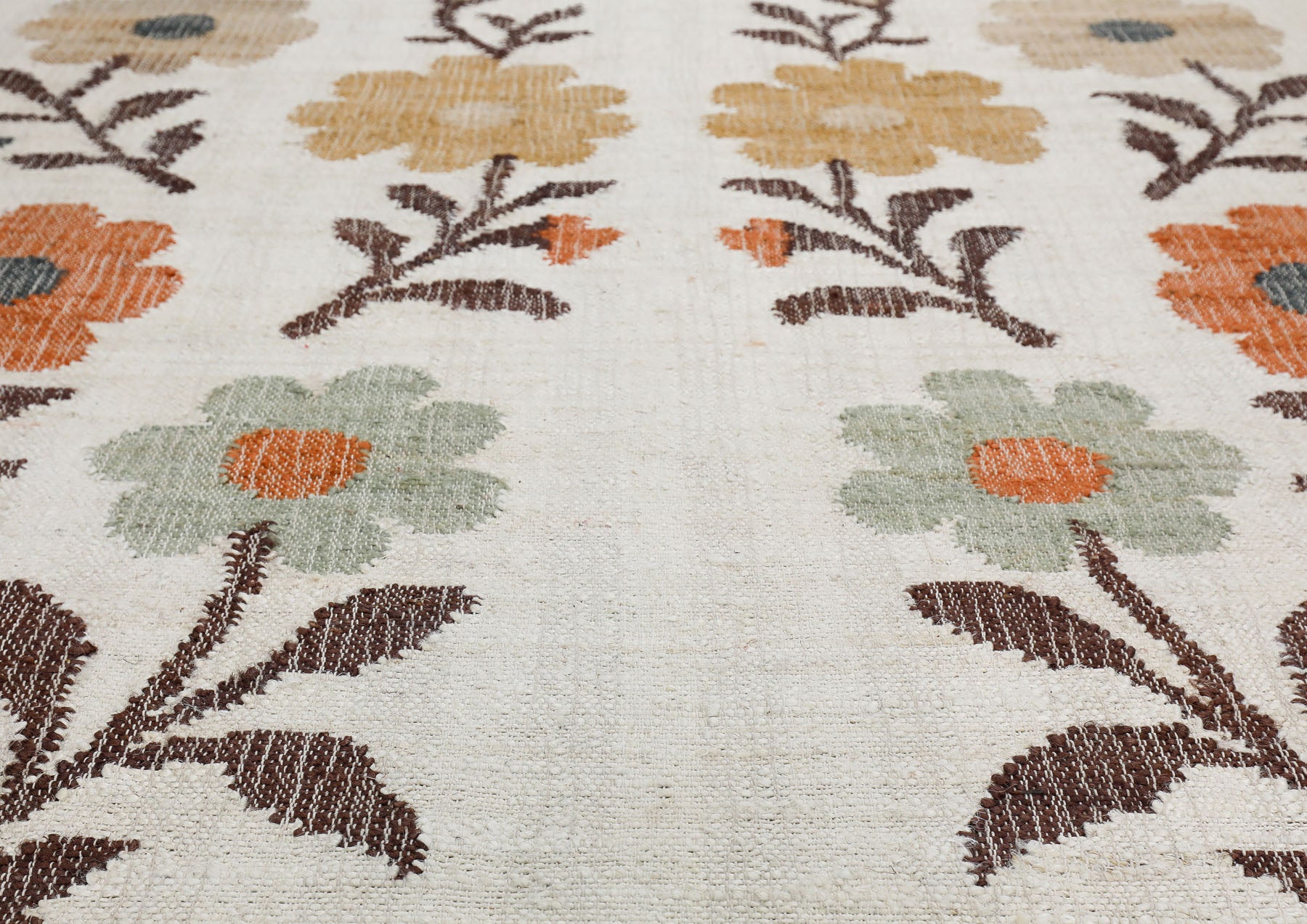Multi Size Ivory Brown Orange Color Hand Woven Kilim Jute Traditional Oriental Rug