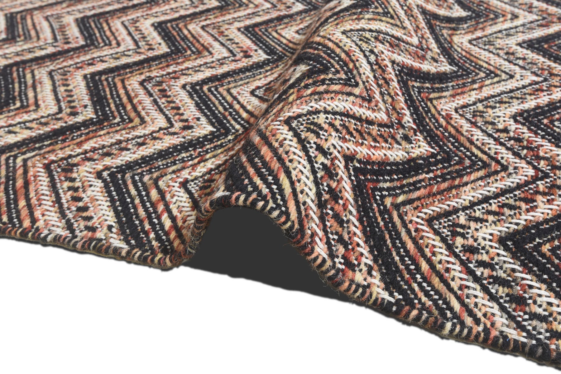 Multi Size Black Ivory Rust Color Hand Woven  Wool Modern & Contemporary Oriental Rug