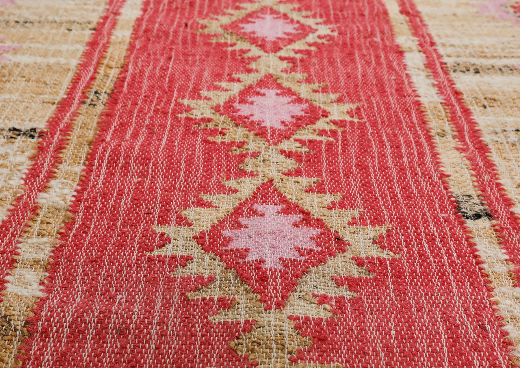 Multi Size Coral Beige Tan Color Hand Woven Kilim Jute Southwestern Oriental Rug