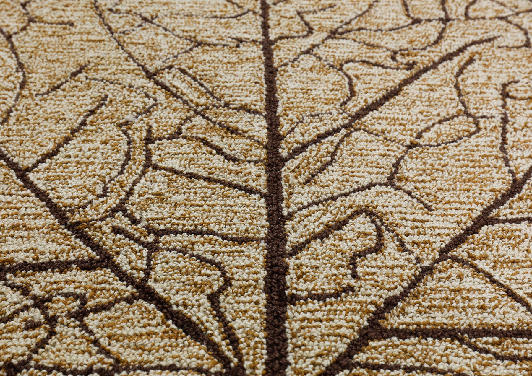 Multi Size Beige Tan Brown Color Hand Hooked Leaf Jute loop Contemporary Oriental Rug