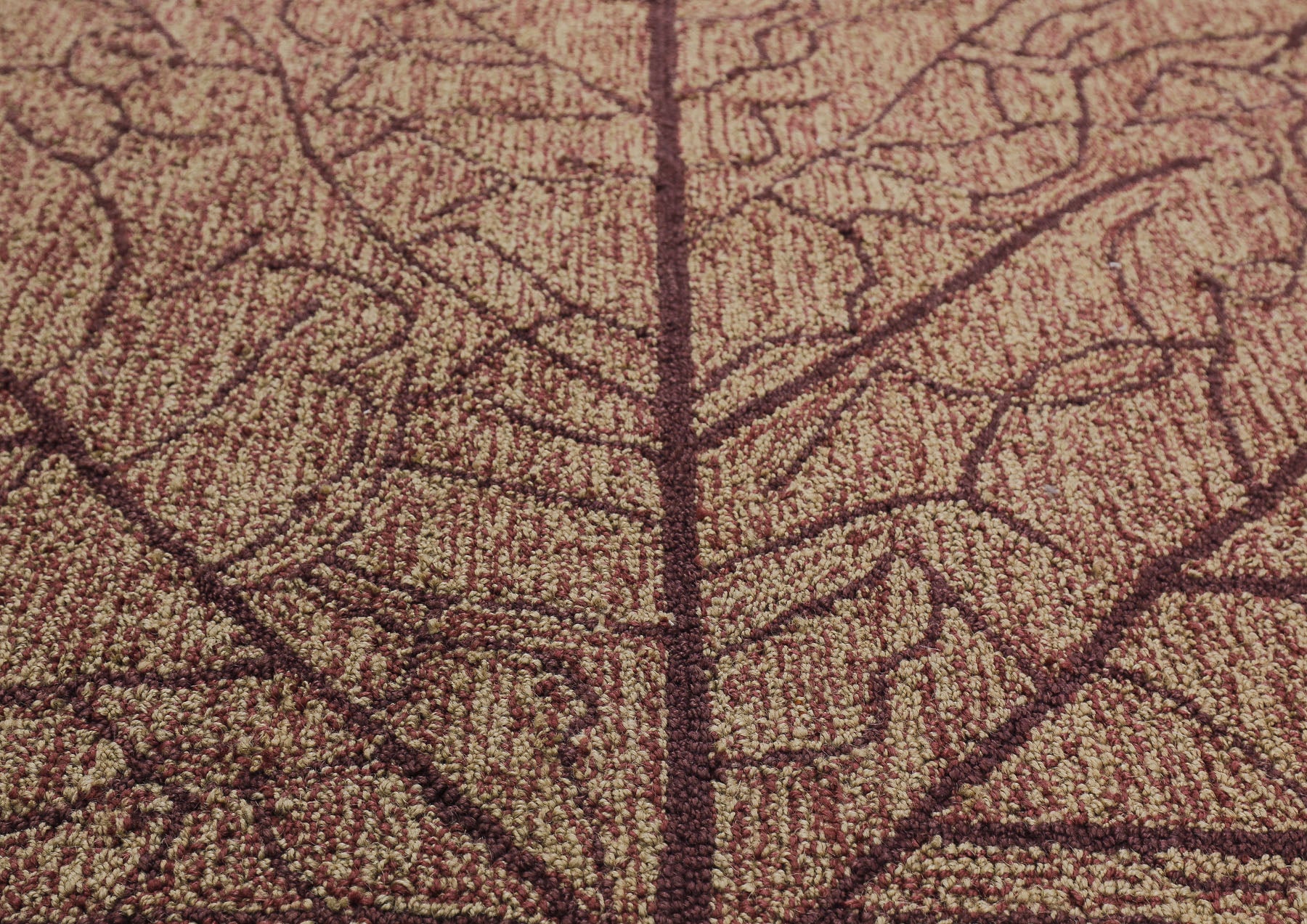 Multi Size Tan Rust Maroon Color Hand Hooked Leaf Jute loop Contemporary Oriental Rug