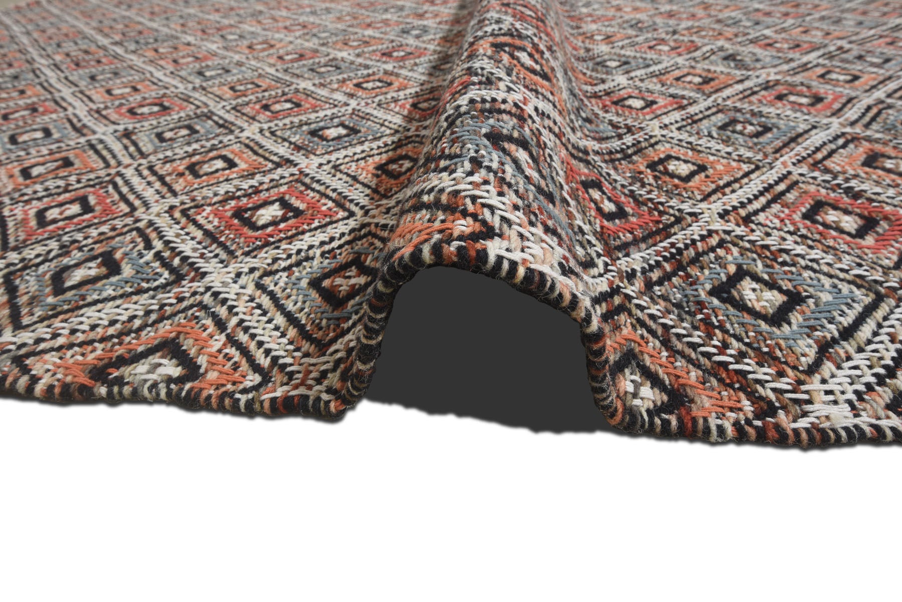 Multi Size Black Coral Ivory Color Hand Woven  Wool Modern & Contemporary Oriental Rug