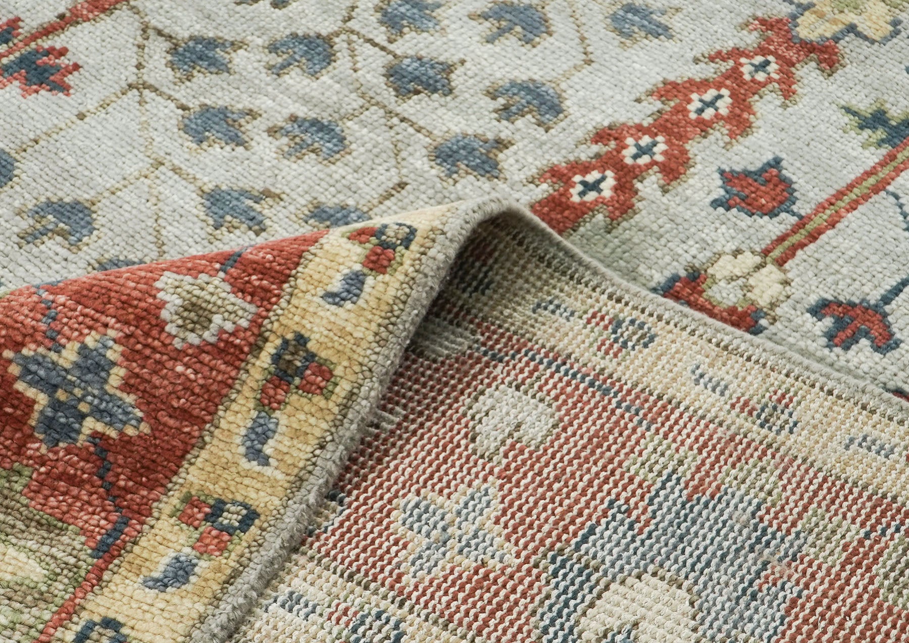 10x14 Gray, Burnt Orange, Lime Color Hand Knotted Oushak Wool Transitional Oriental Rug