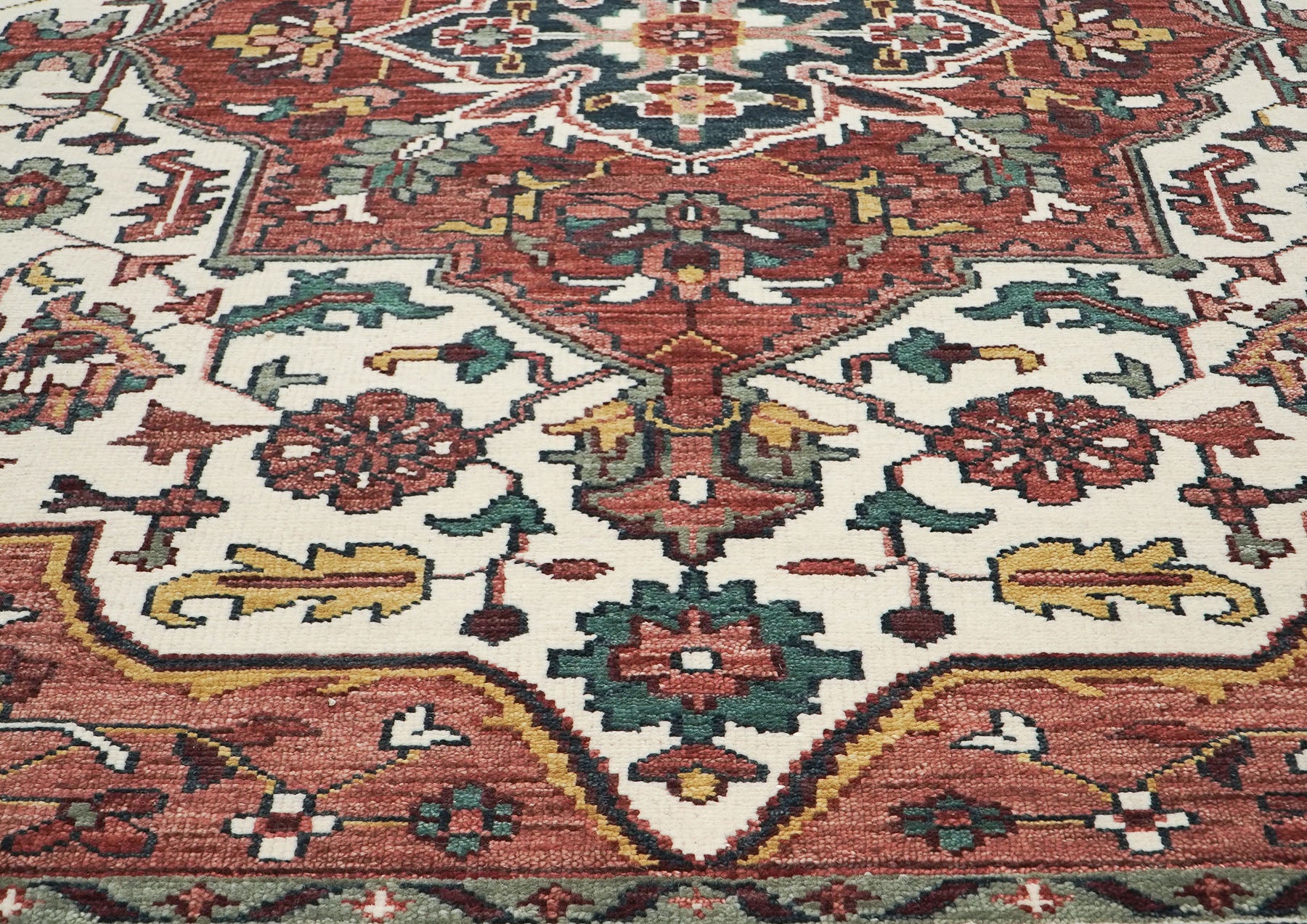 10x14 Rust, Ivory, Gold Color Hand Knotted Oushak Wool  Oriental Rug