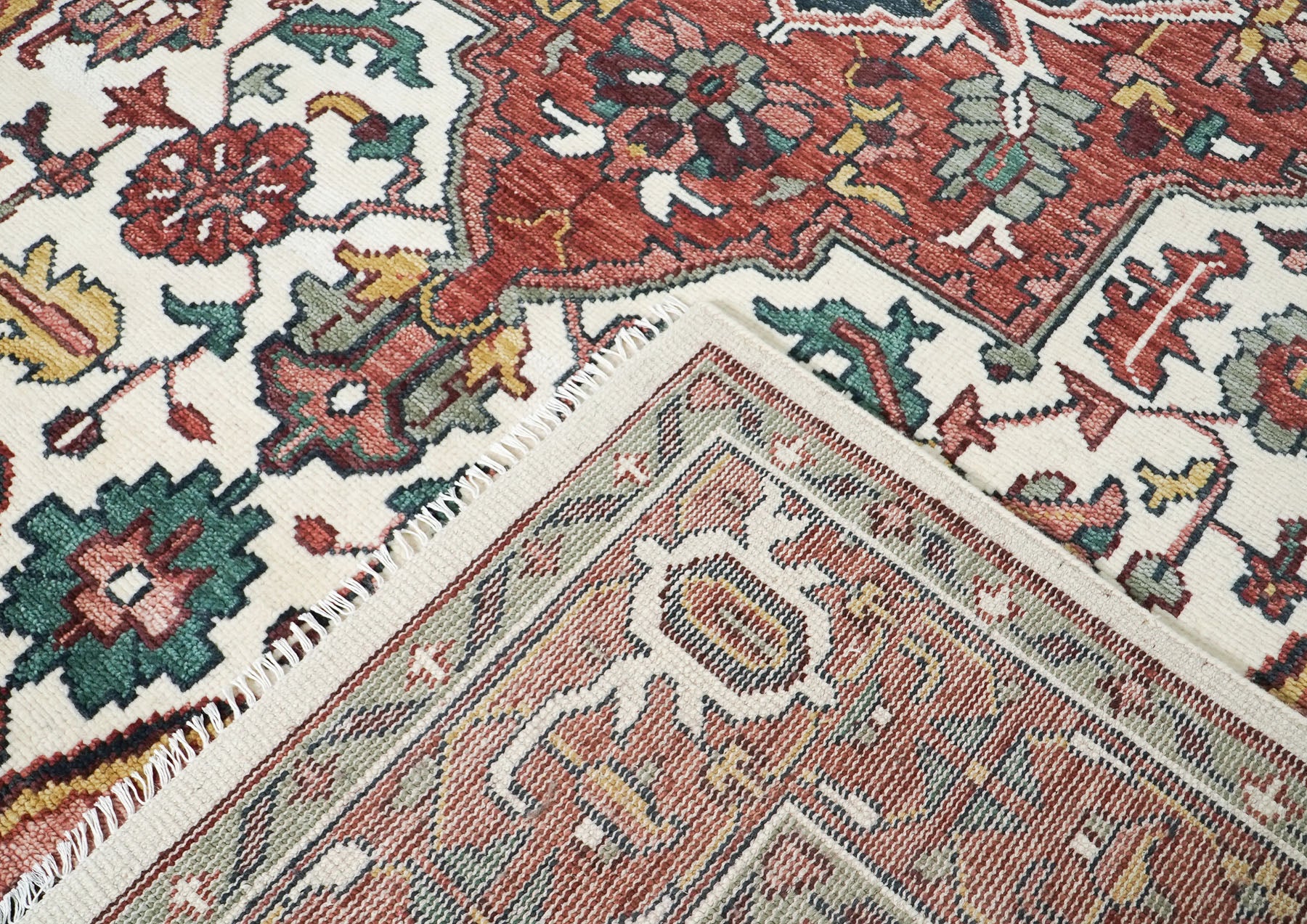 10x14 Rust, Ivory, Gold Color Hand Knotted Oushak Wool  Oriental Rug