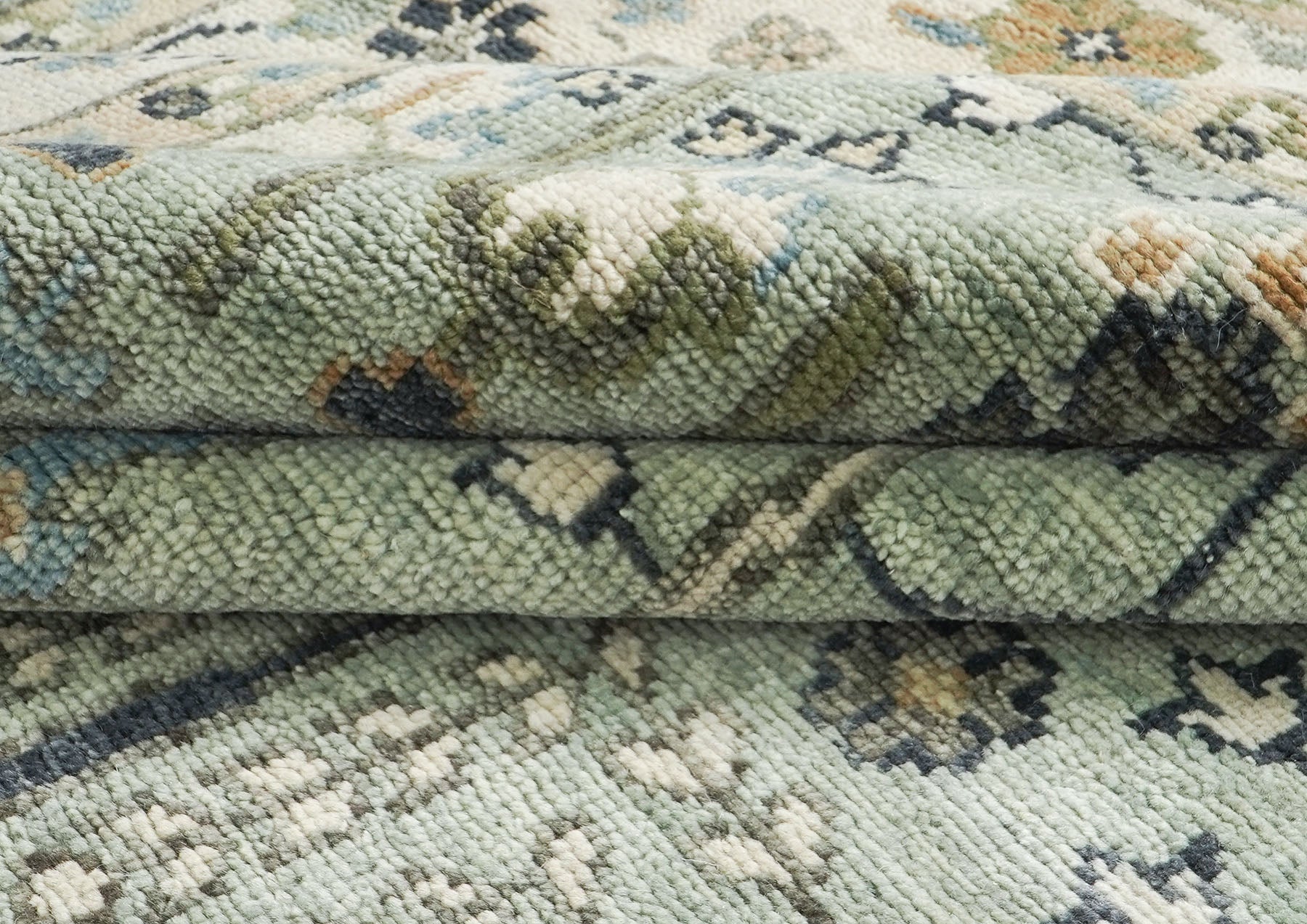 10x14 Seledon, Beige, Tan Color Hand Knotted Oushak Wool Transitional Oriental Rug