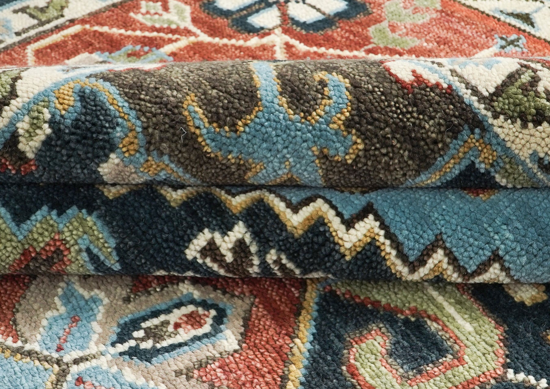 10x14 Blue, Burnt Orange, Aqua Color Hand Knotted Oushak Wool  Oriental Rug