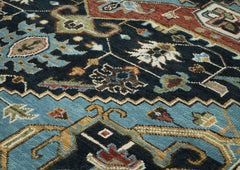 10x14 Blue, Burnt Orange, Aqua Color Hand Knotted Oushak Wool  Oriental Rug