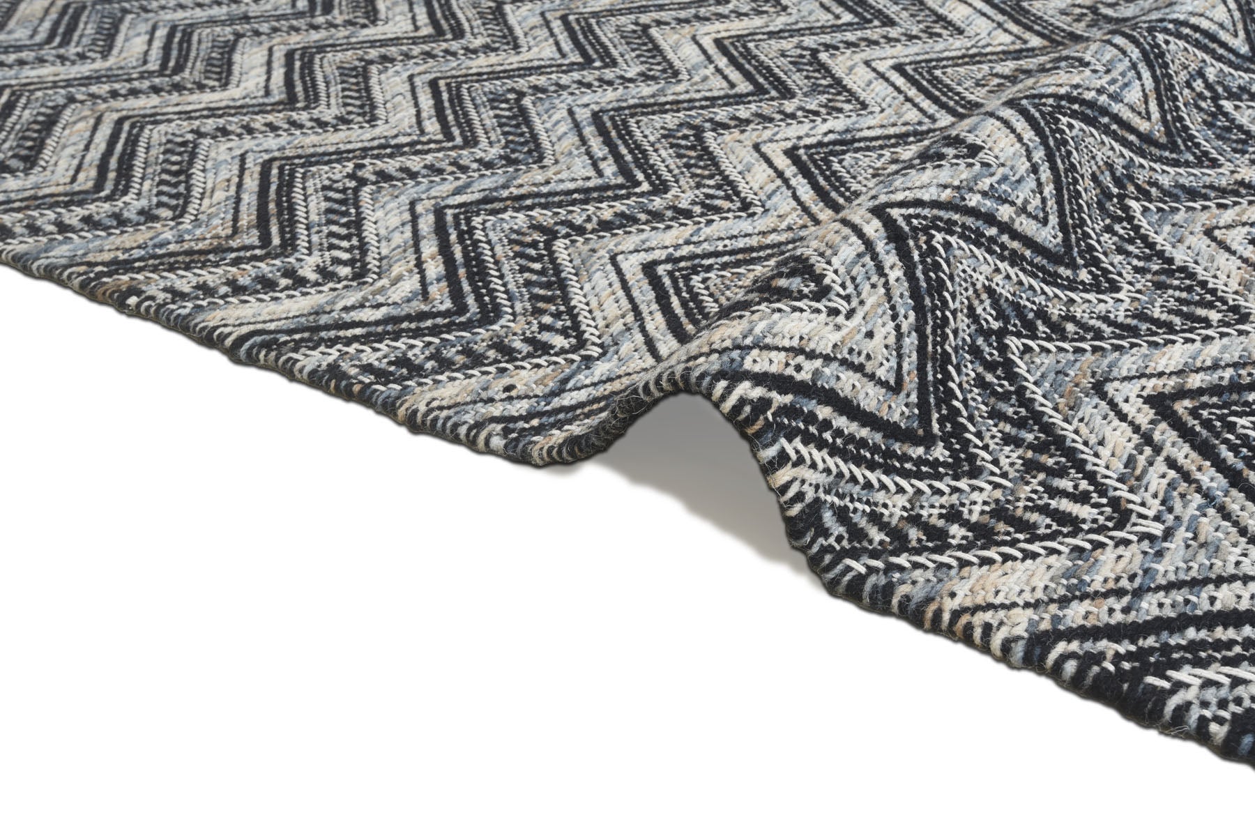 Multi Size Black Slate Gray Ivory Color Hand Woven  Wool Modern & Contemporary Oriental Rug