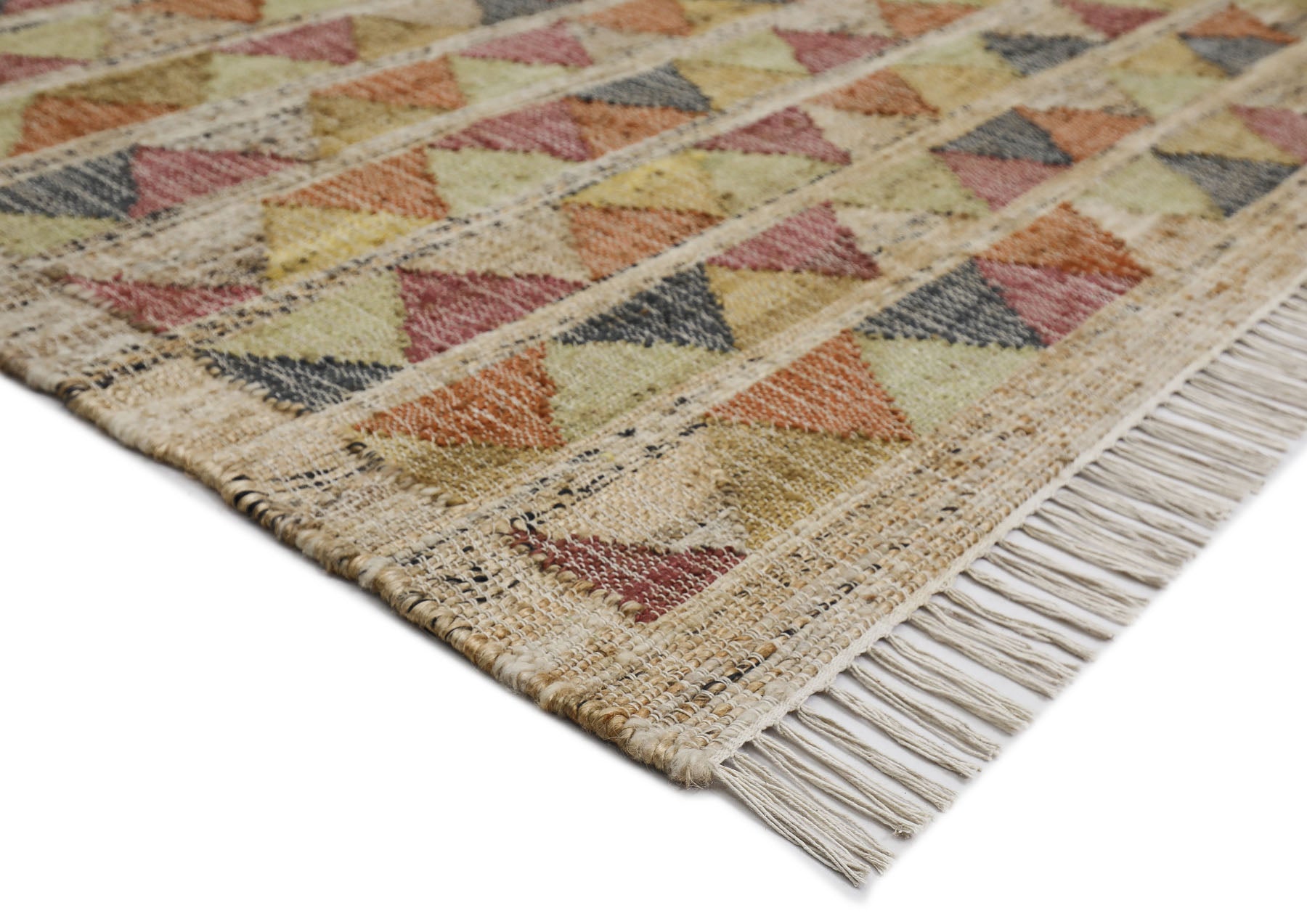 Multi Size Beige coral Gold Color Hand Woven Kilim Jute Southwestern Oriental Rug
