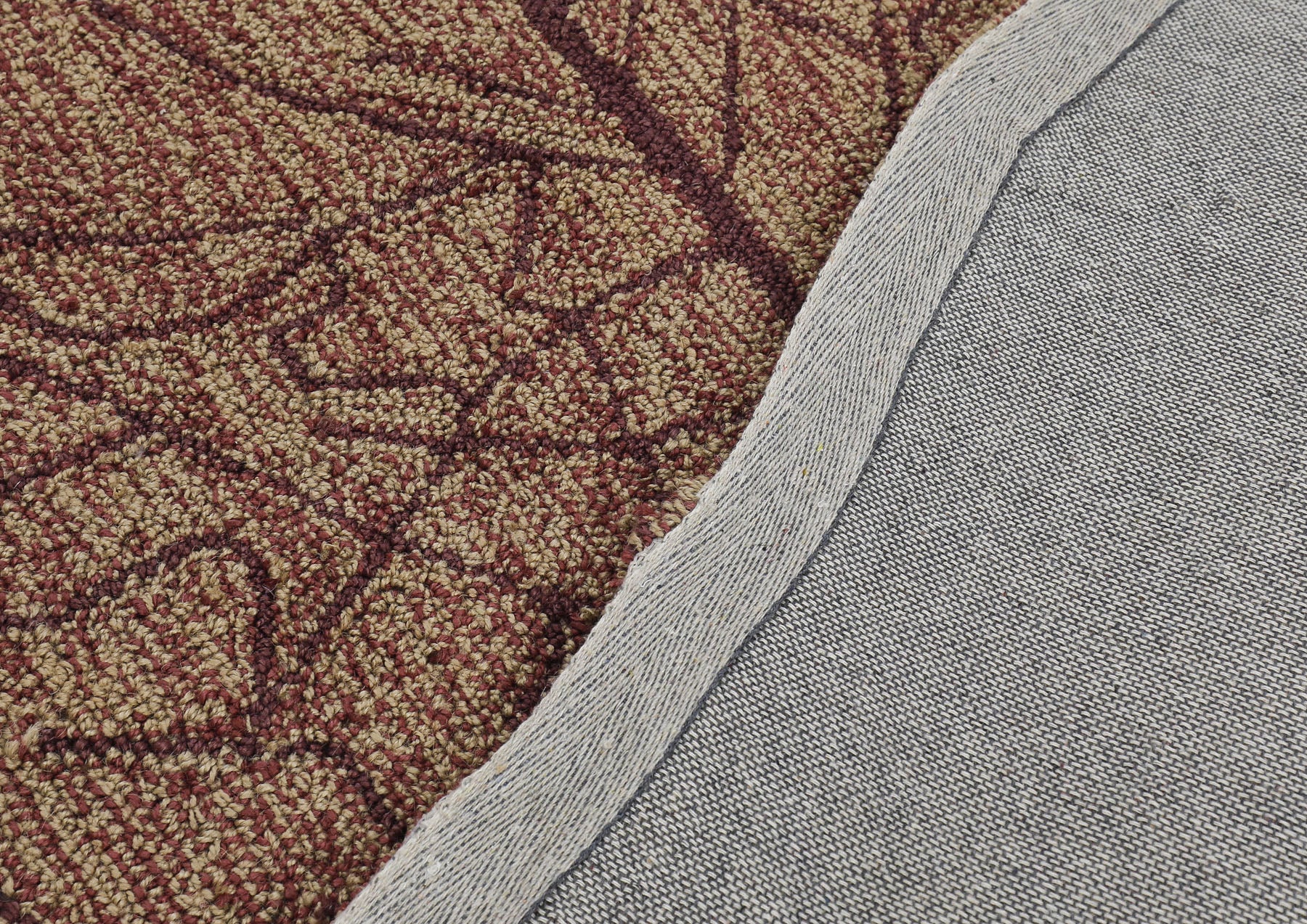Multi Size Tan Rust Maroon Color Hand Hooked Leaf Jute loop Contemporary Oriental Rug