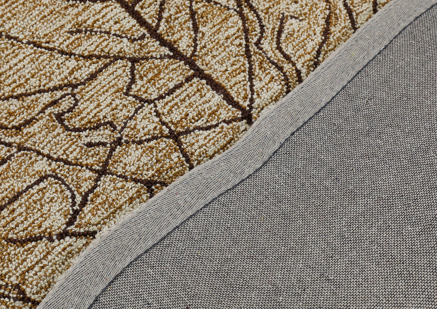 Multi Size Beige Tan Brown Color Hand Hooked Leaf Jute loop Contemporary Oriental Rug