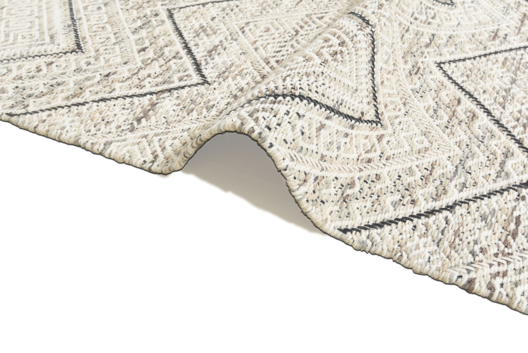 Multi Size Ivory Black Beige Color Hand Woven  Wool Modern & Contemporary Oriental Rug