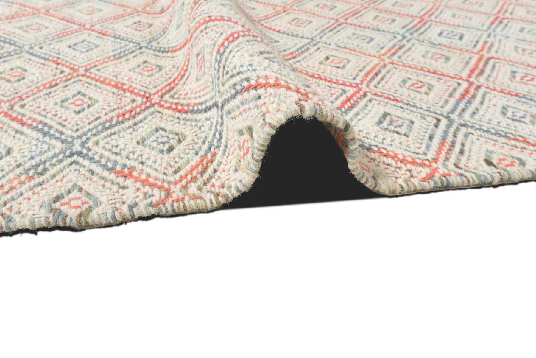 Multi Size White Coral Slate grey Color Hand Woven  Wool Modern & Contemporary Oriental Rug