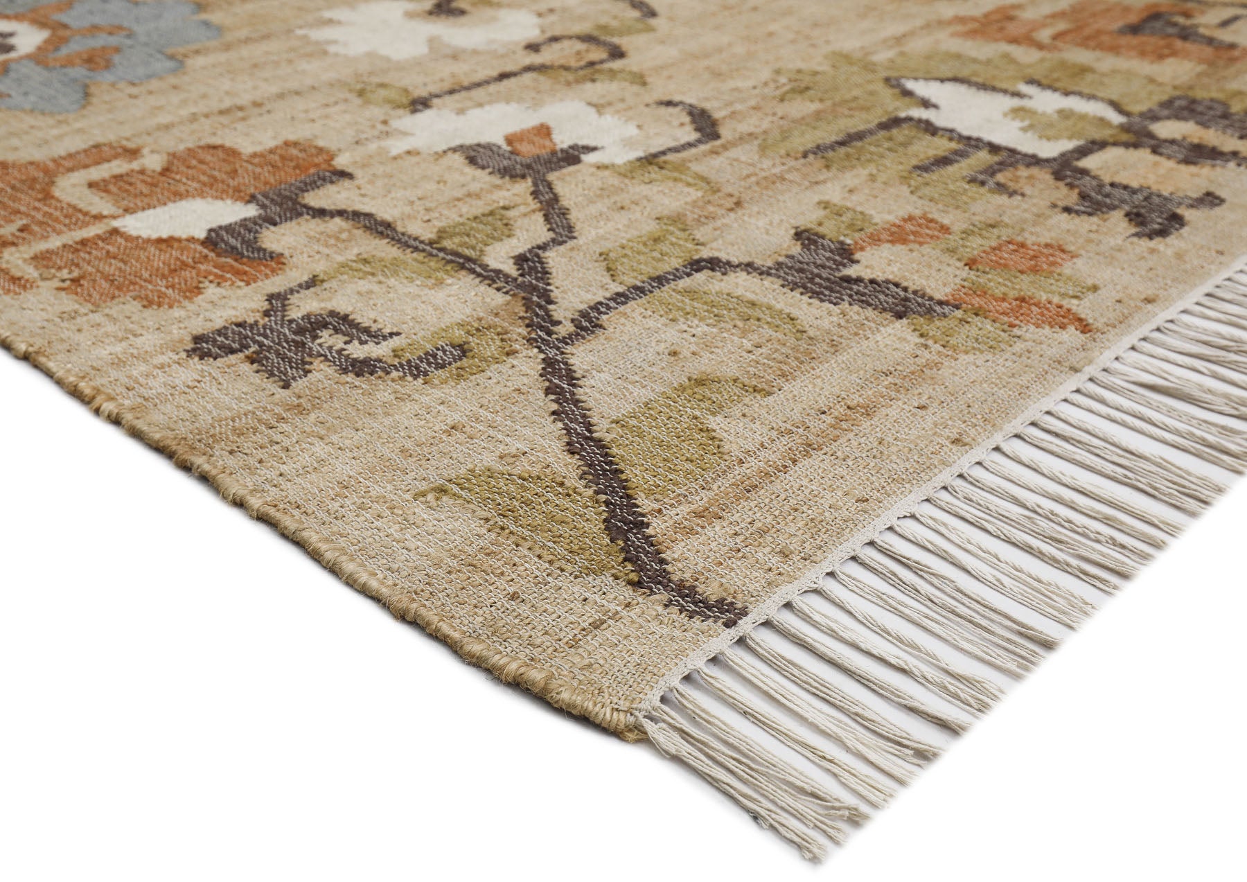 Multi Size Tan Brown Sage Color Hand Woven Kilim Jute Traditional Oriental Rug
