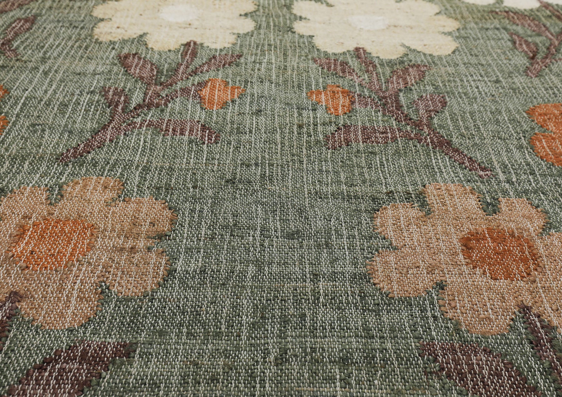 Multi Size Gray Moss Ivory Color Hand Woven Kilim Jute Traditional Oriental Rug