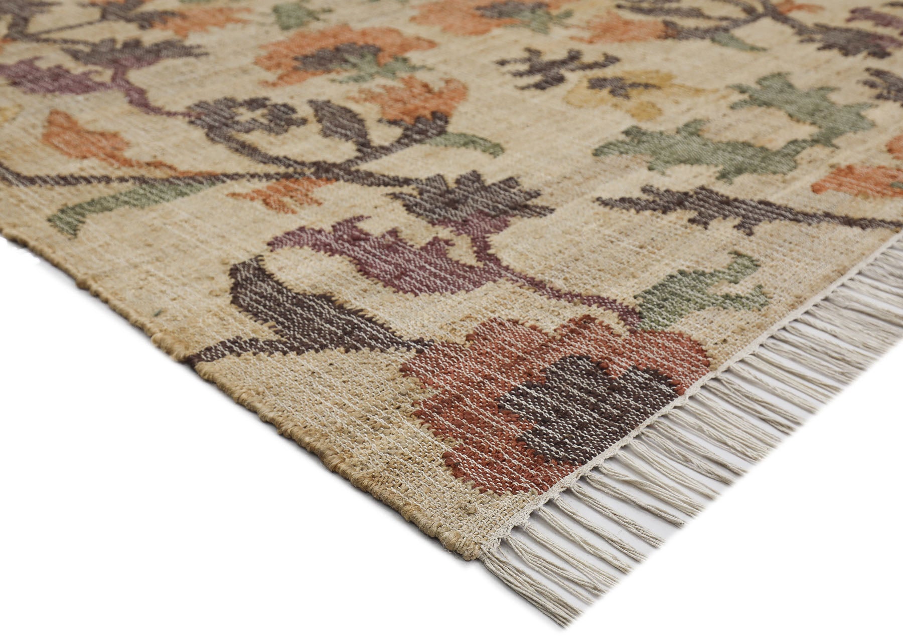 Multi Size Beige Sage Peach Color Hand Woven Kilim Jute Traditional Oriental Rug