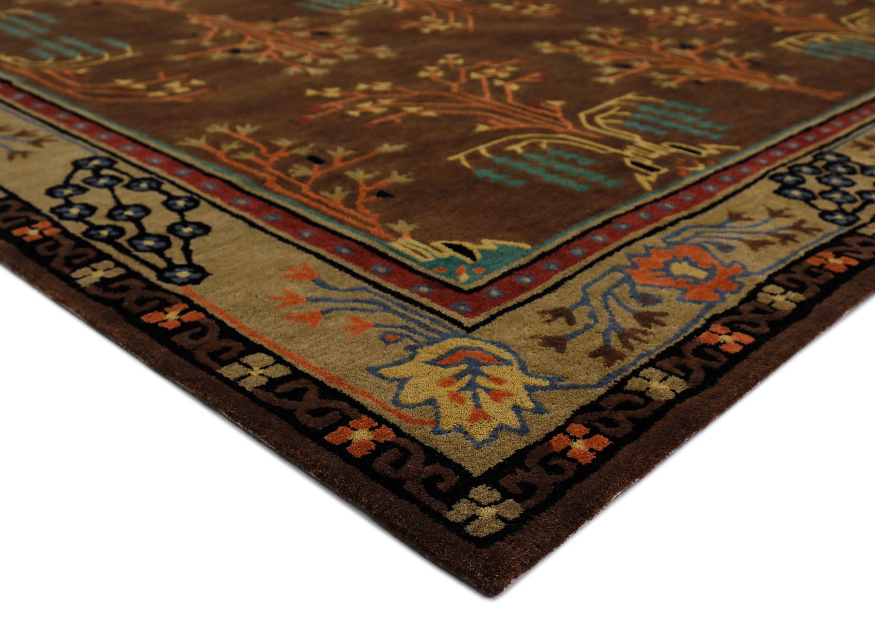 Multi Size Chocolate Pistachio Black Color Hand Tufted  Wool  Oriental Rug