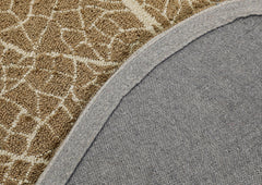 5x6 Brown, Ivory, Color Hand Hooked Leaf Jute loop Contemporary Oriental Rug