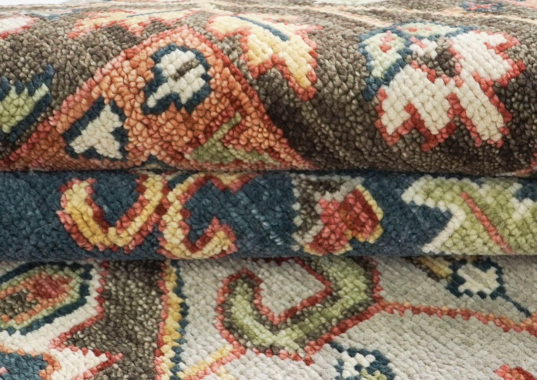 10x14 Gray, Green, Rust Color Hand Knotted Oushak Wool  Oriental Rug