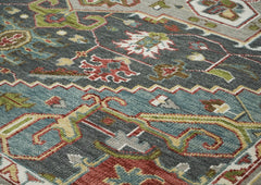 10x14 Slate, Ivory, Lime Color Hand Knotted Oushak Wool  Oriental Rug