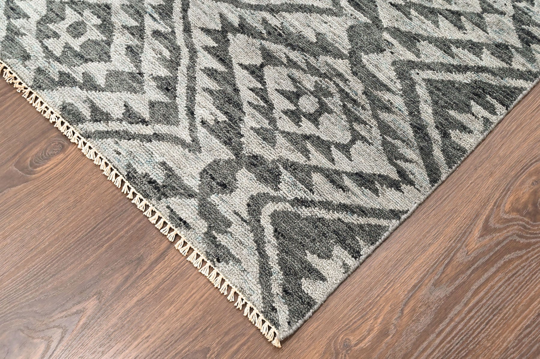 Dark Gray 4'1''x5'11'' Oushak Southwestern Hand Knotted Wool Oriental Area Rug