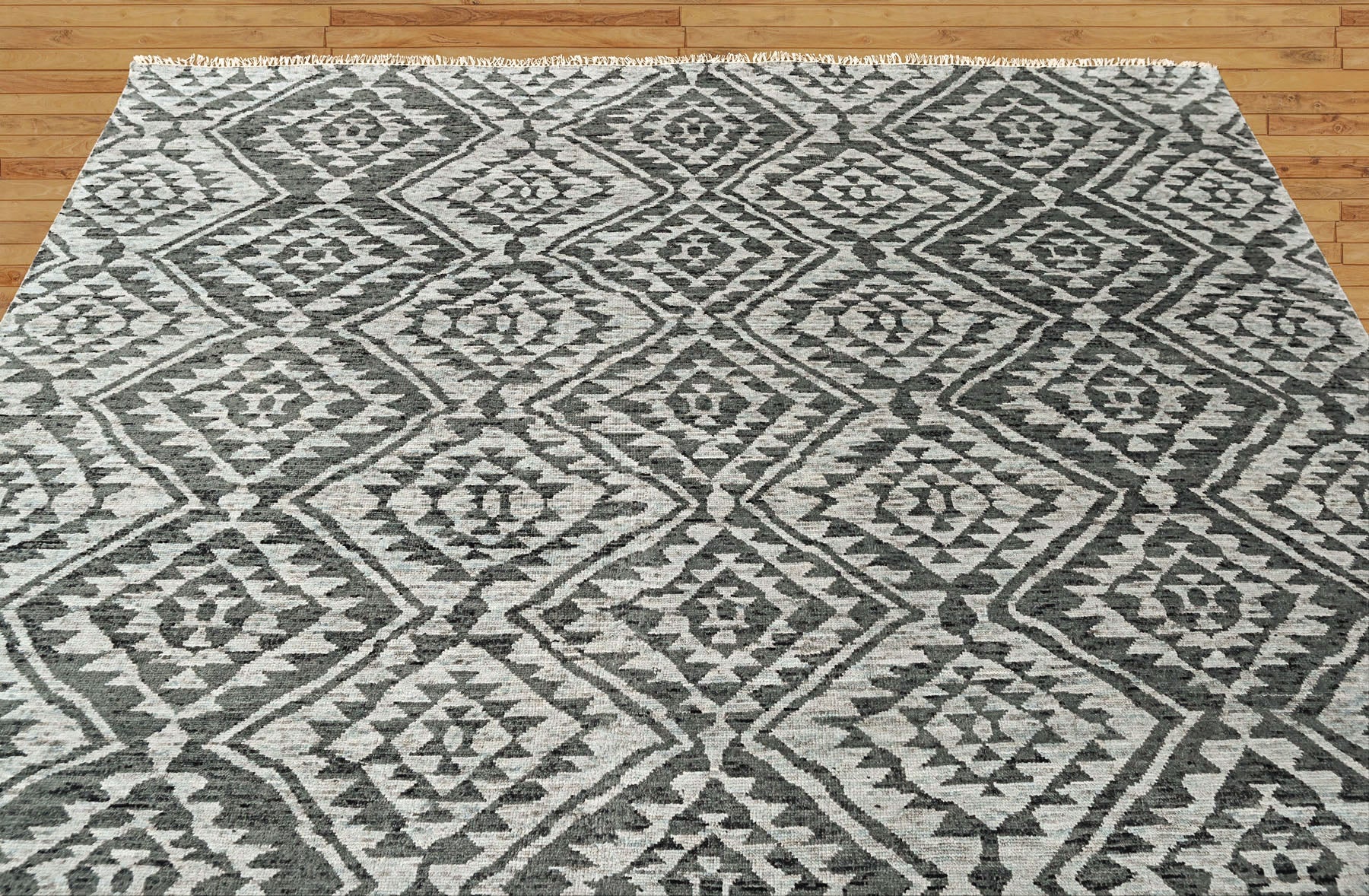 8'6x11'6 Gray, Silver, Color Hand Knotted Oushak Wool Modern Oriental Rug