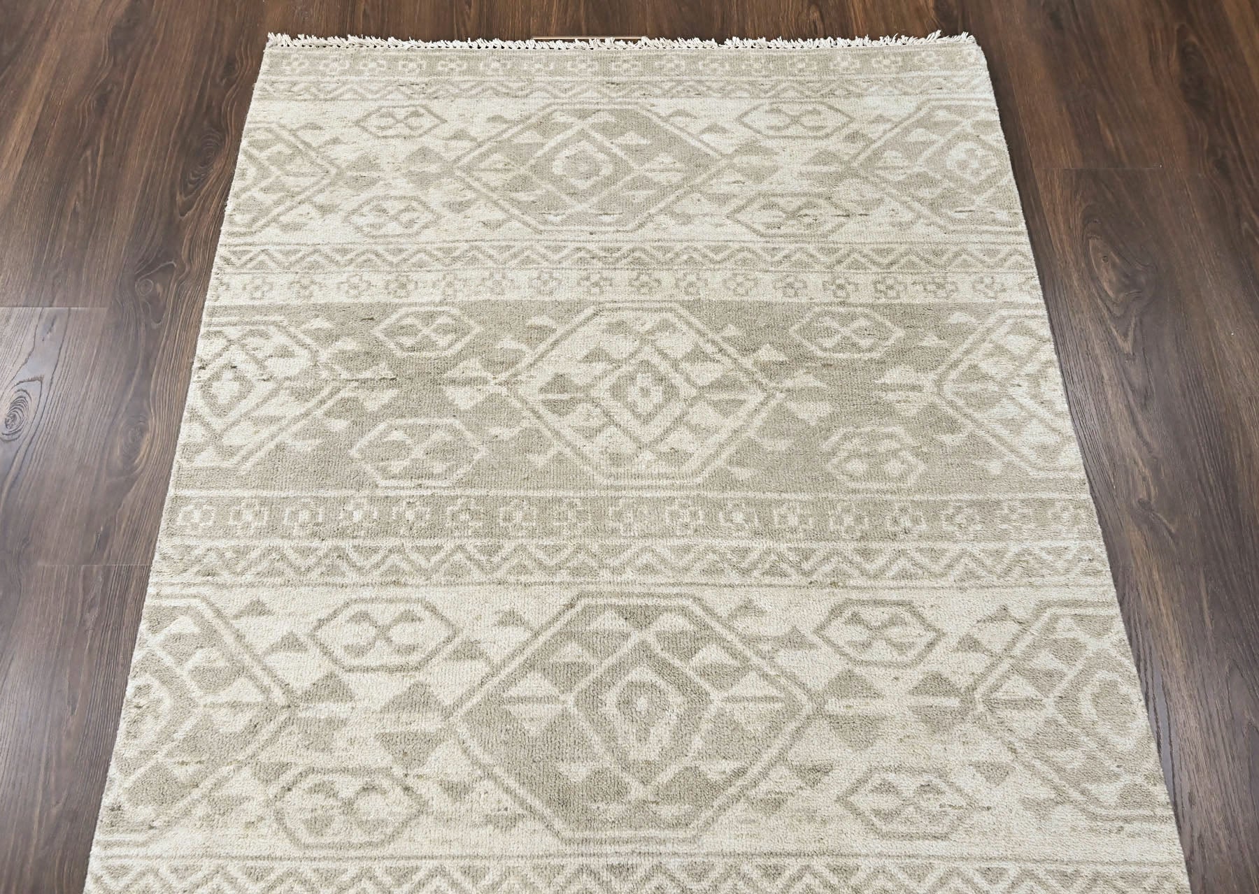 Beige 3'11''x5'10'' Oushak Southwestern Hand Knotted Wool Oriental Area Rug