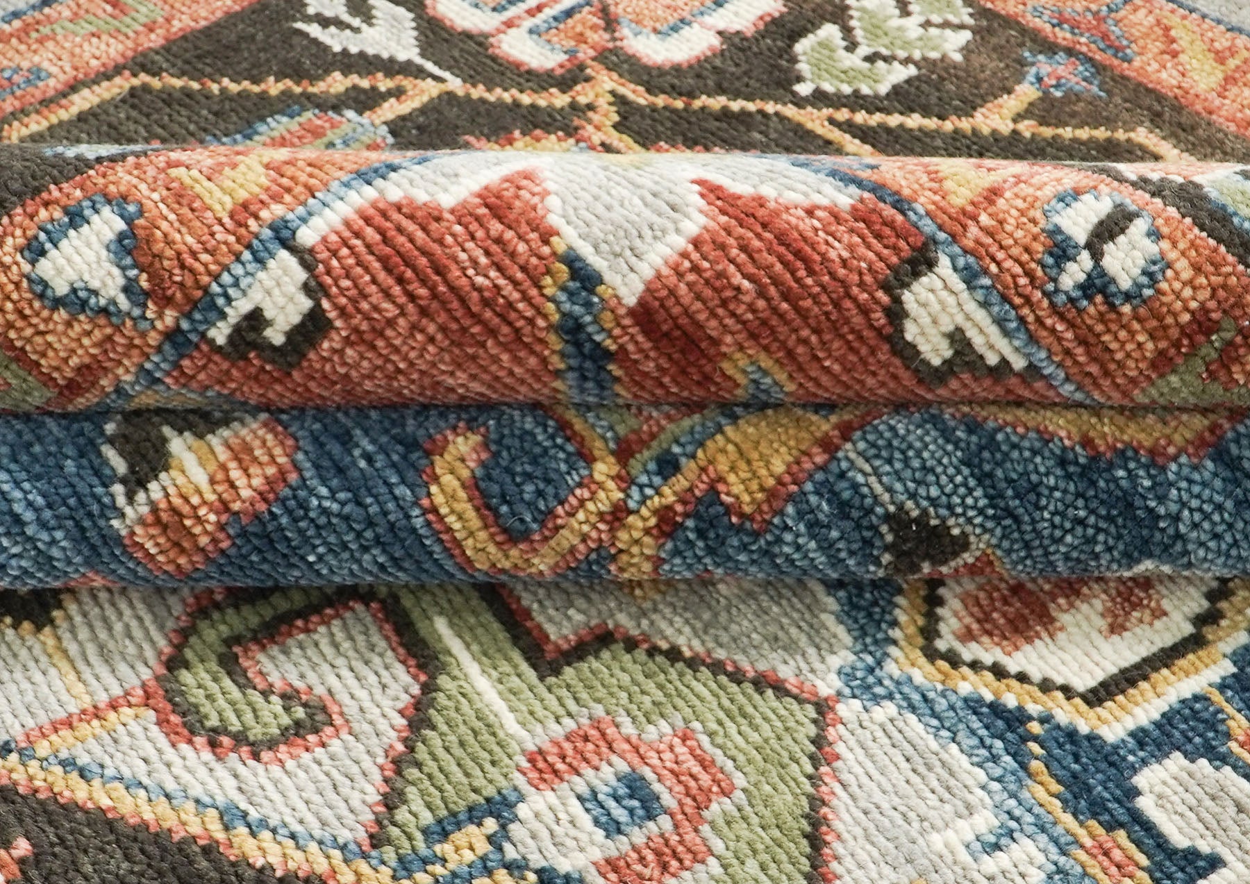 10x14 Gray, Dark Green, Blue Color Hand Knotted Oushak Wool  Oriental Rug