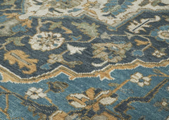 10x14 Blue, Beige, Gold Color Hand Knotted Oushak Wool  Oriental Rug