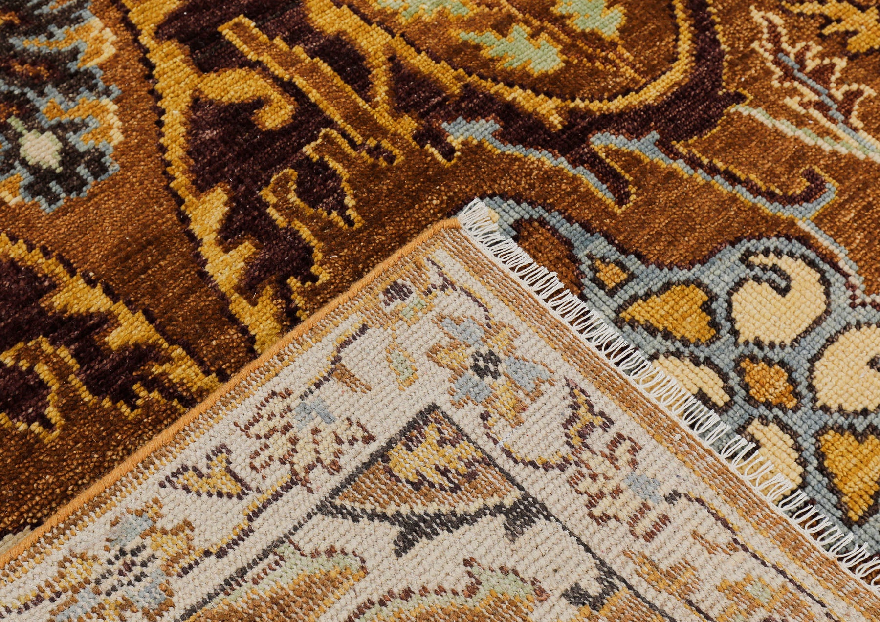 Mocha Ivory 9x12 Oushak Arts & Crafts Hand Knotted Wool Oriental Area Rug