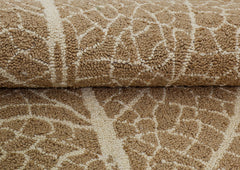 5x6 Brown, Ivory, Color Hand Hooked Leaf Jute loop Contemporary Oriental Rug