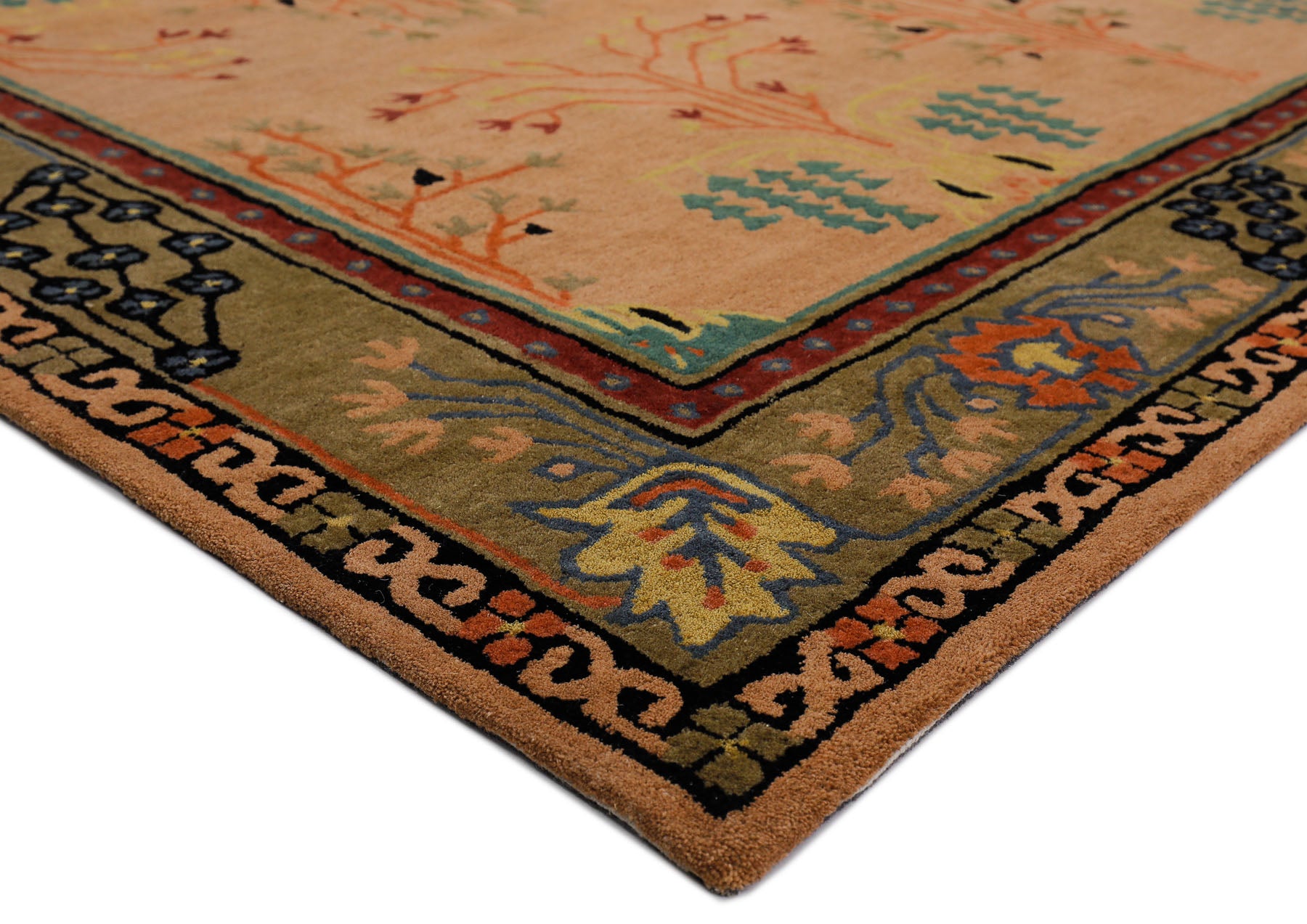 9x12 Peach, Pistachio, Blue Color Hand Tufted  Wool  Oriental Rug